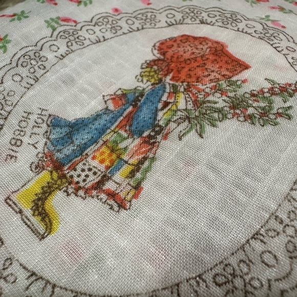 Vintage 70s Holly Hobby Medallions Roses Floral Fabric Finish Crib Sheet Quilt - Picture 4 of 8